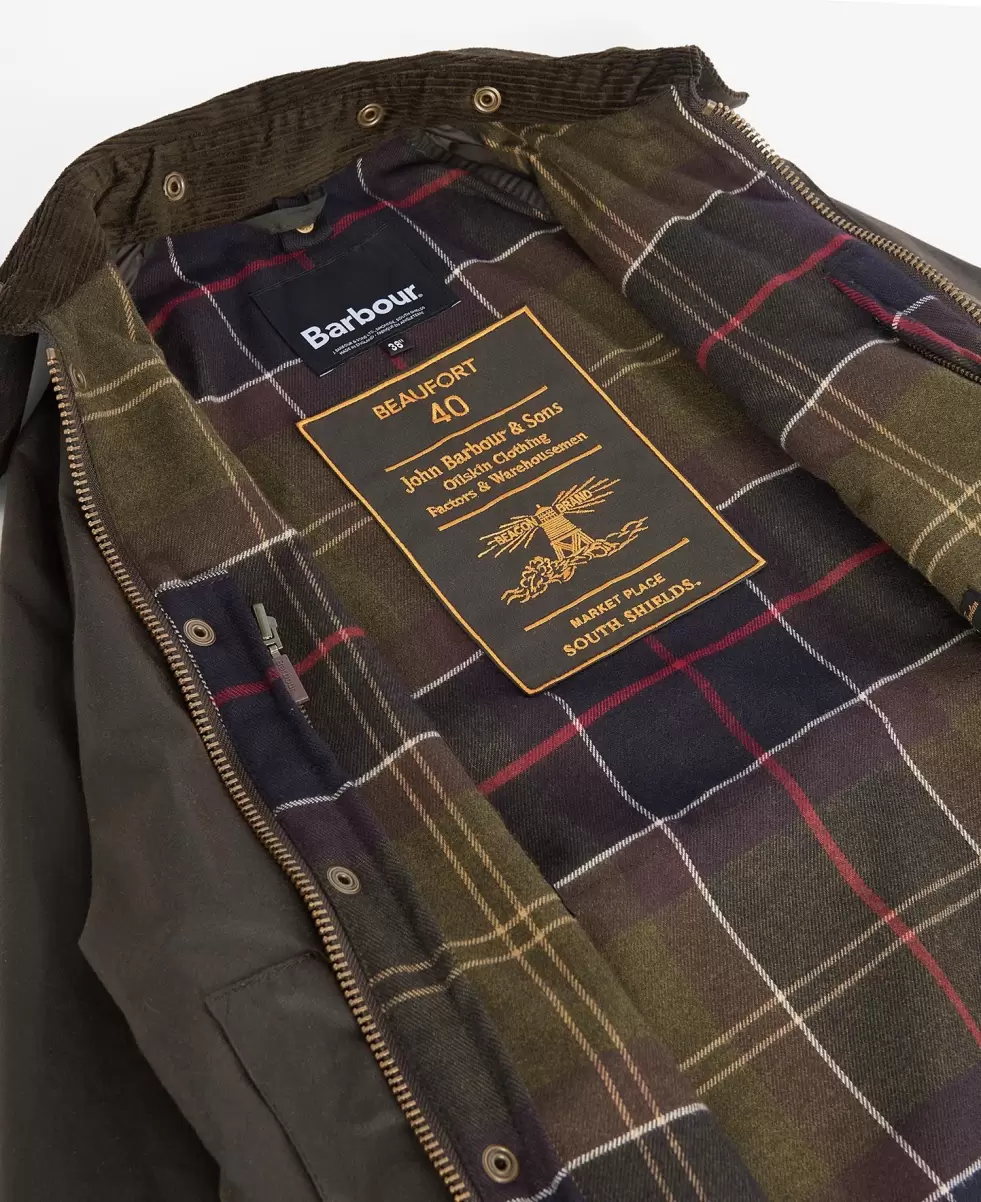 Waxed Jackets Accessible Barbour 40Th Anniversary Beaufort Wax Jacket Green Men - 12