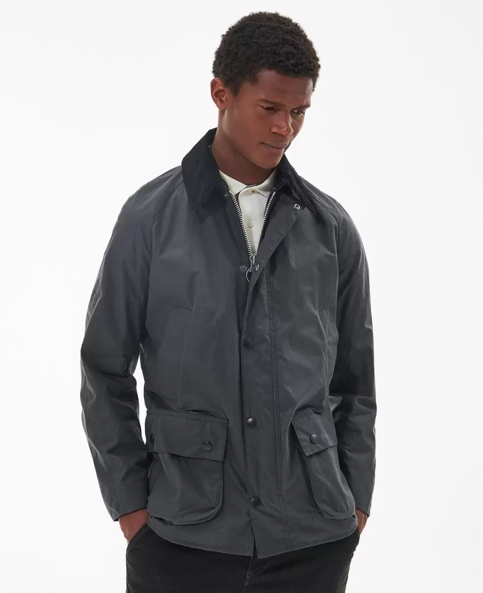 Eco-Friendly Men Grey Waxed Jackets Barbour Ashby Wax Jacket