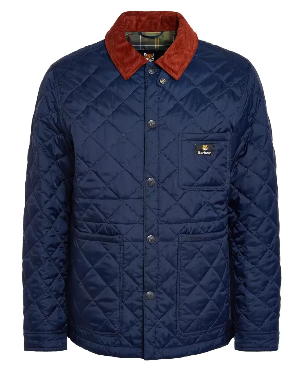 Luxurious Quilted Jackets Classic Navy Men Barbour X Maison Kitsuné Kenning Quilted Jacket - 1