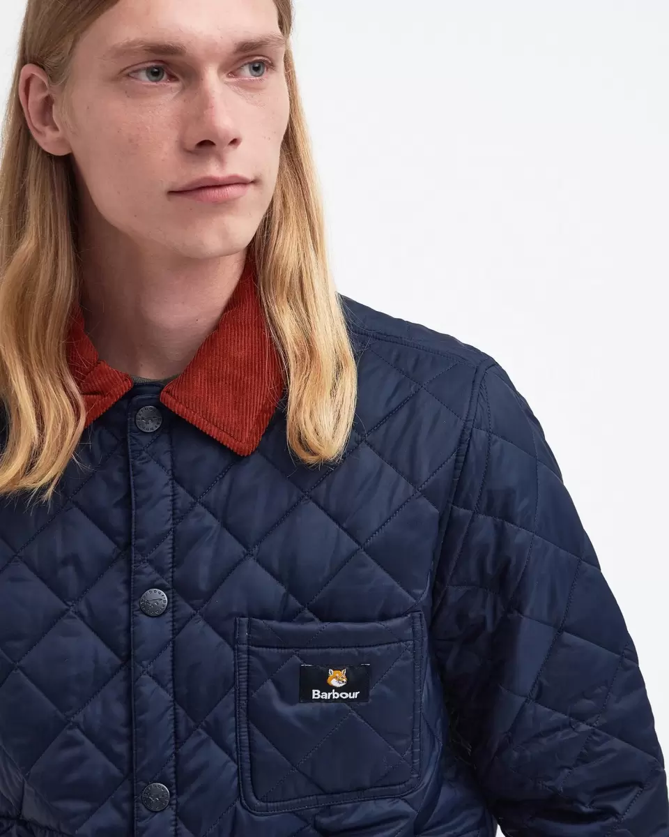 Luxurious Quilted Jackets Classic Navy Men Barbour X Maison Kitsuné Kenning Quilted Jacket - 4