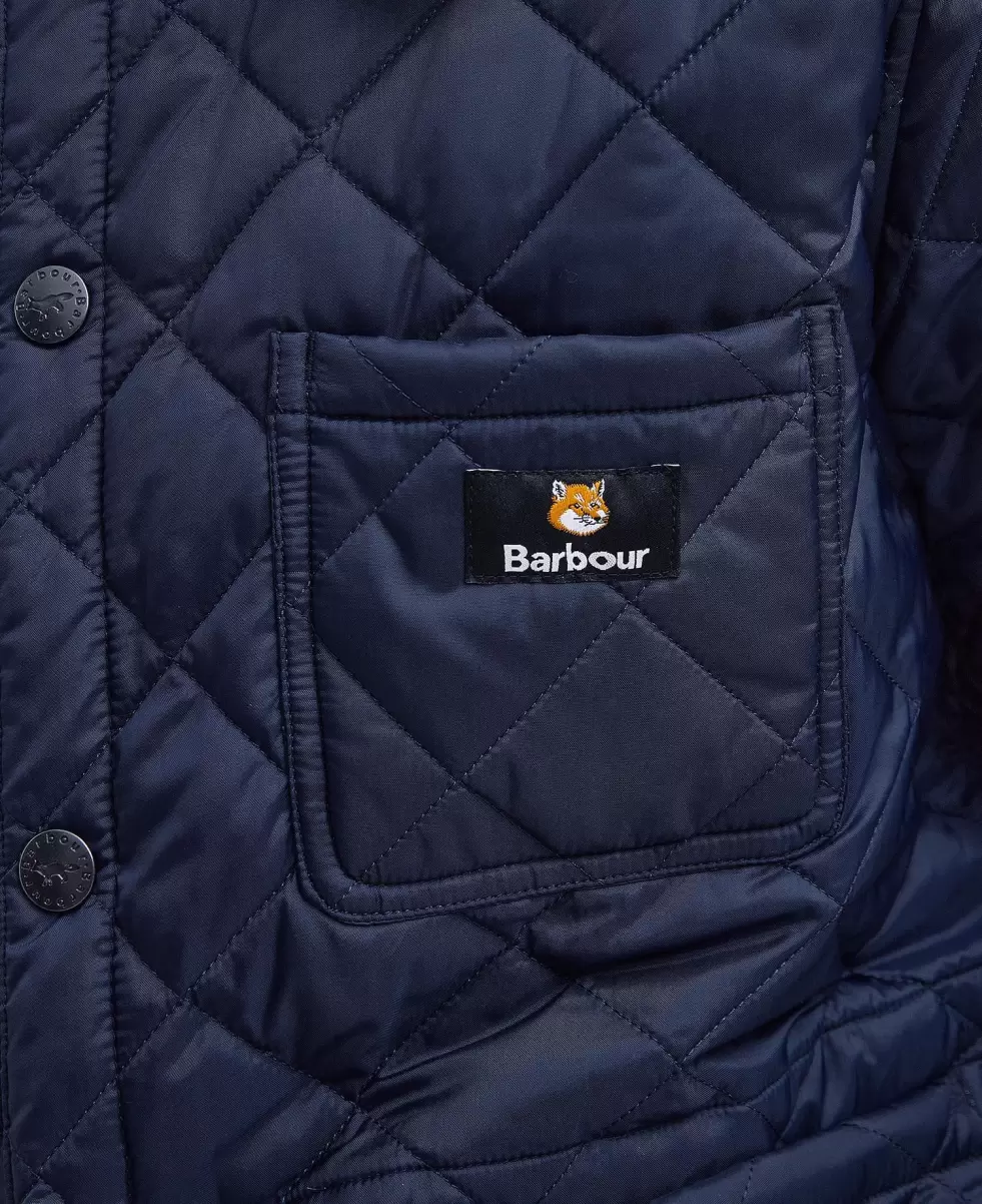 Luxurious Quilted Jackets Classic Navy Men Barbour X Maison Kitsuné Kenning Quilted Jacket - 5