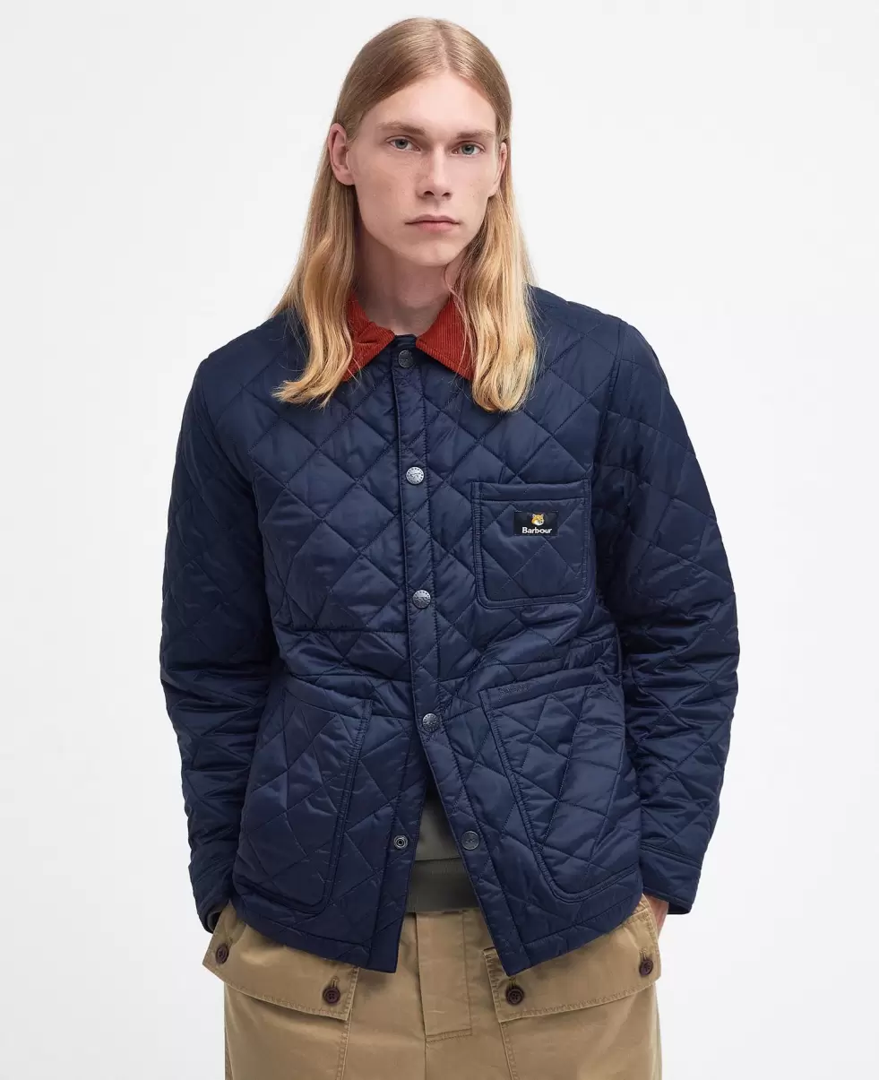 Luxurious Quilted Jackets Classic Navy Men Barbour X Maison Kitsuné Kenning Quilted Jacket