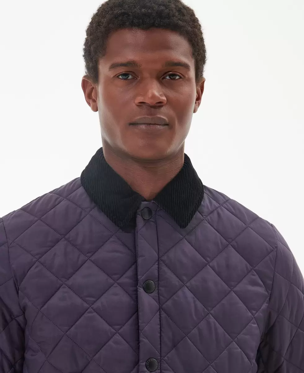Efficient Men Quilted Jackets Barbour Heritage Liddesdale Quilted Jacket Purple - 4