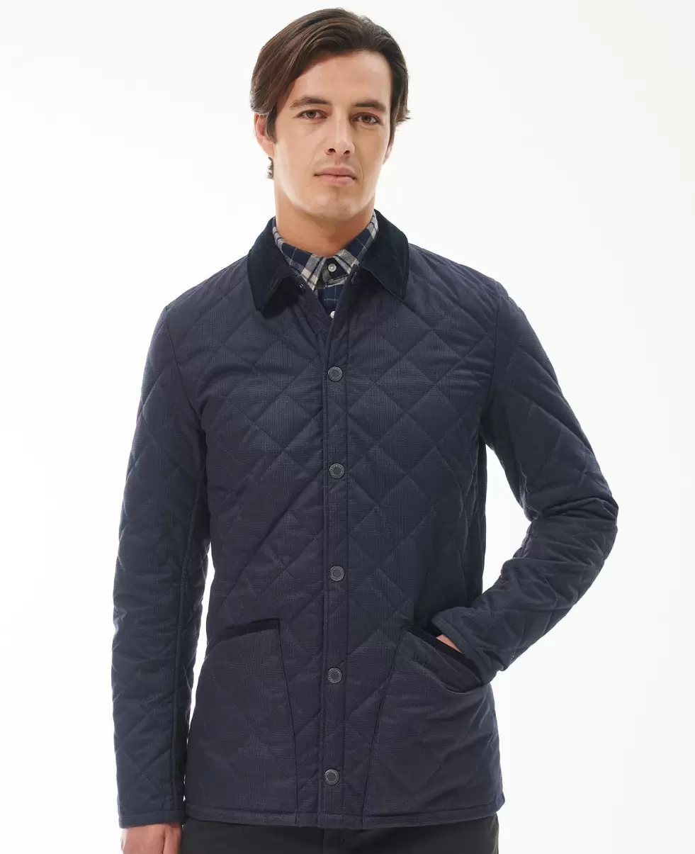 Quilted Jackets Navy Men Barbour Heritage Liddesdale Checked Quilted Jacket Trusted