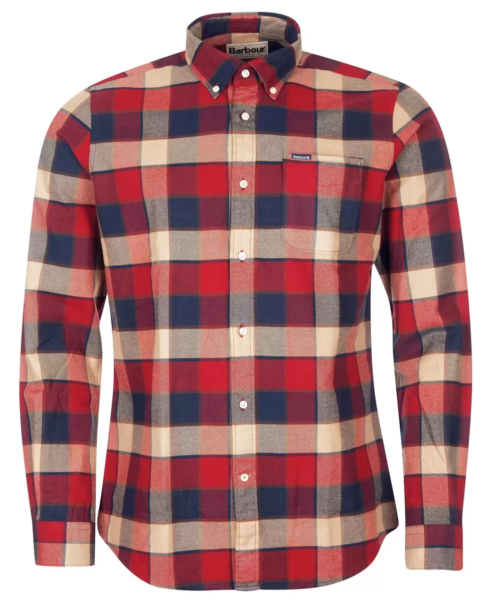 Shirts Men Rich Red Clearance Barbour Valley Tailored Shirt - 1
