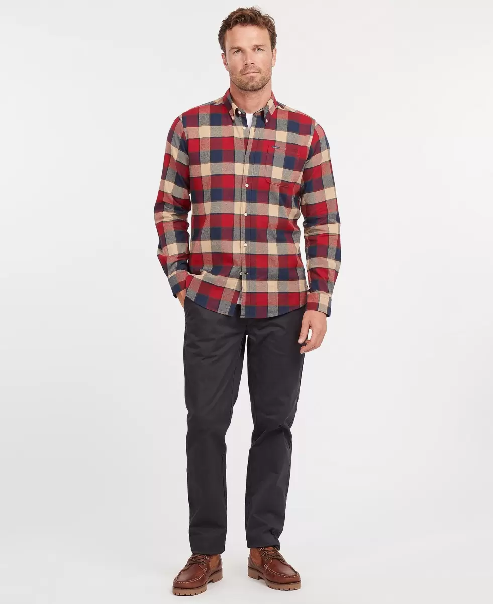 Shirts Men Rich Red Clearance Barbour Valley Tailored Shirt - 2