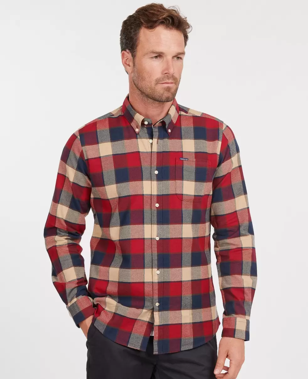 Shirts Men Rich Red Clearance Barbour Valley Tailored Shirt