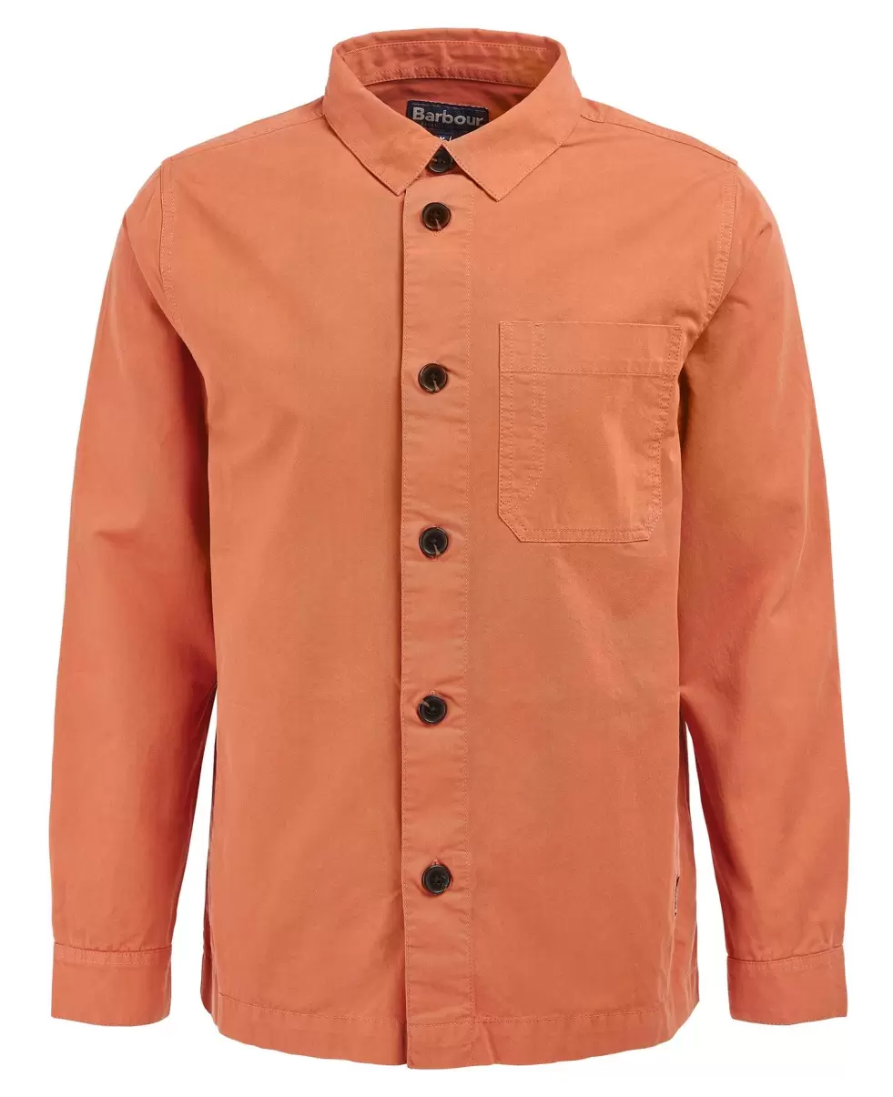 Shirts Barbour Longshore Overshirt Men Lowest Ever Orange Spice - 1