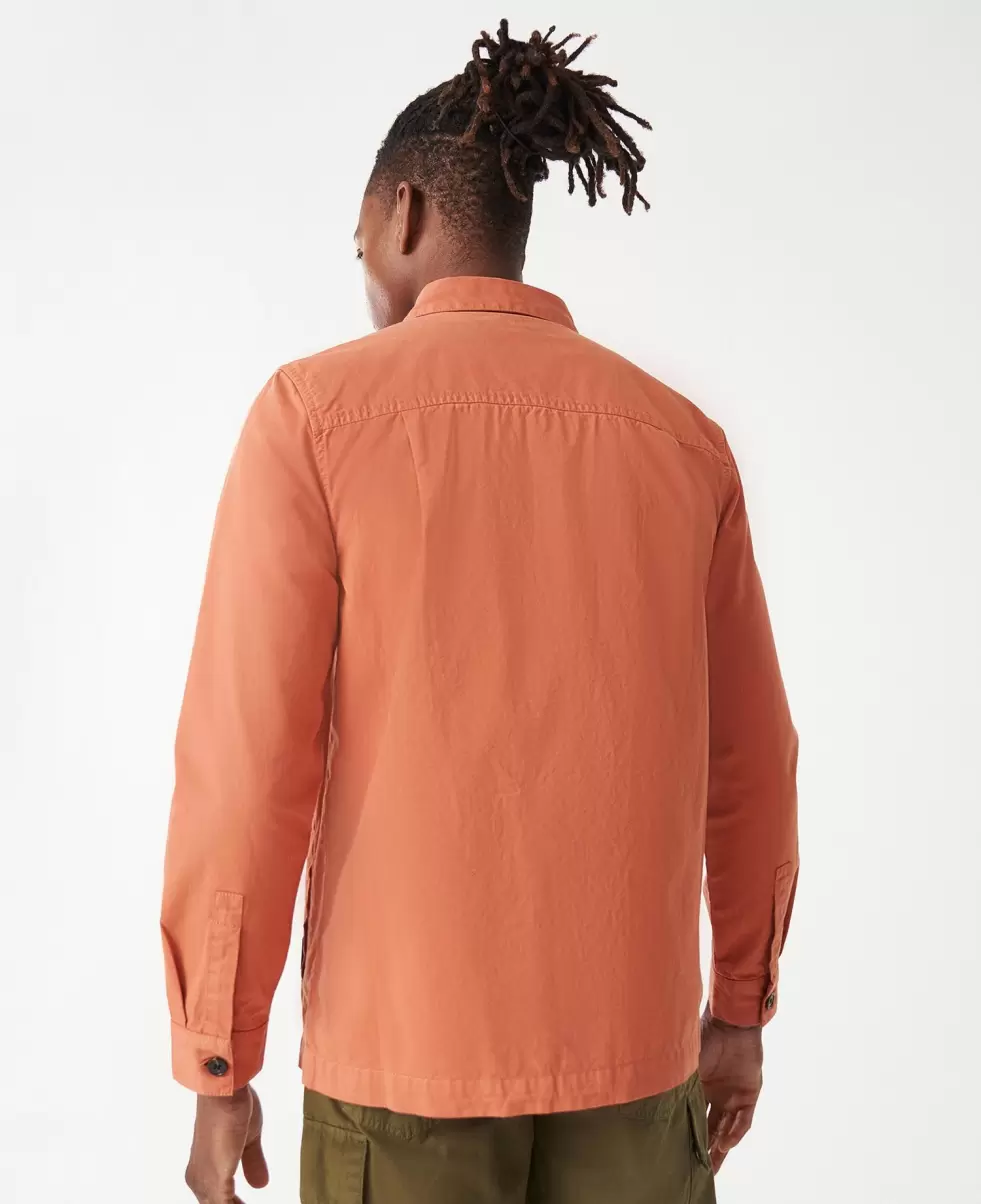 Shirts Barbour Longshore Overshirt Men Lowest Ever Orange Spice - 3