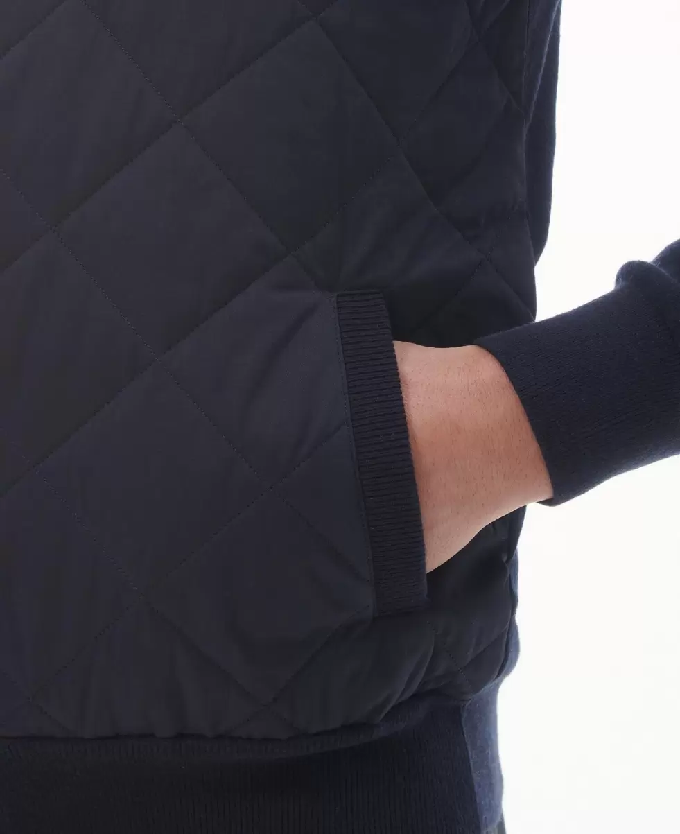 Barbour Essential Quilted Zip-Thru Jacket Jumpers Men Navy Comfortable - 5