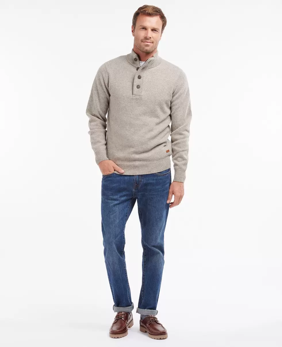 Barbour Patch Half Zip Sweater Blowout Jumpers Men Stone - 2