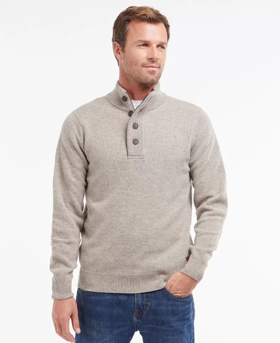 Barbour Patch Half Zip Sweater Blowout Jumpers Men Stone - 4