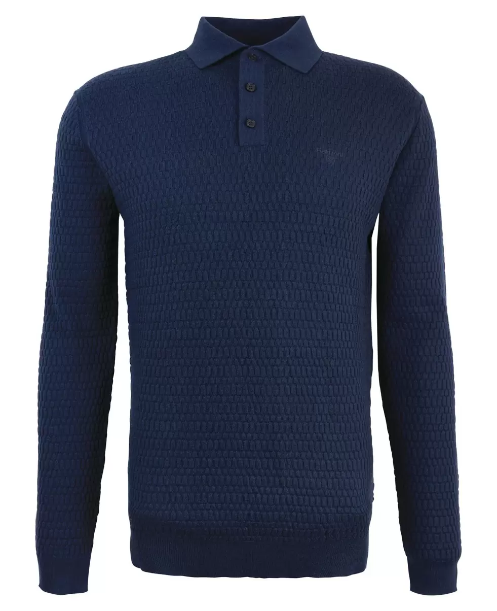 Fast Navy Men Jumpers Barbour Thornbury Knitted Polo Shirt - 1