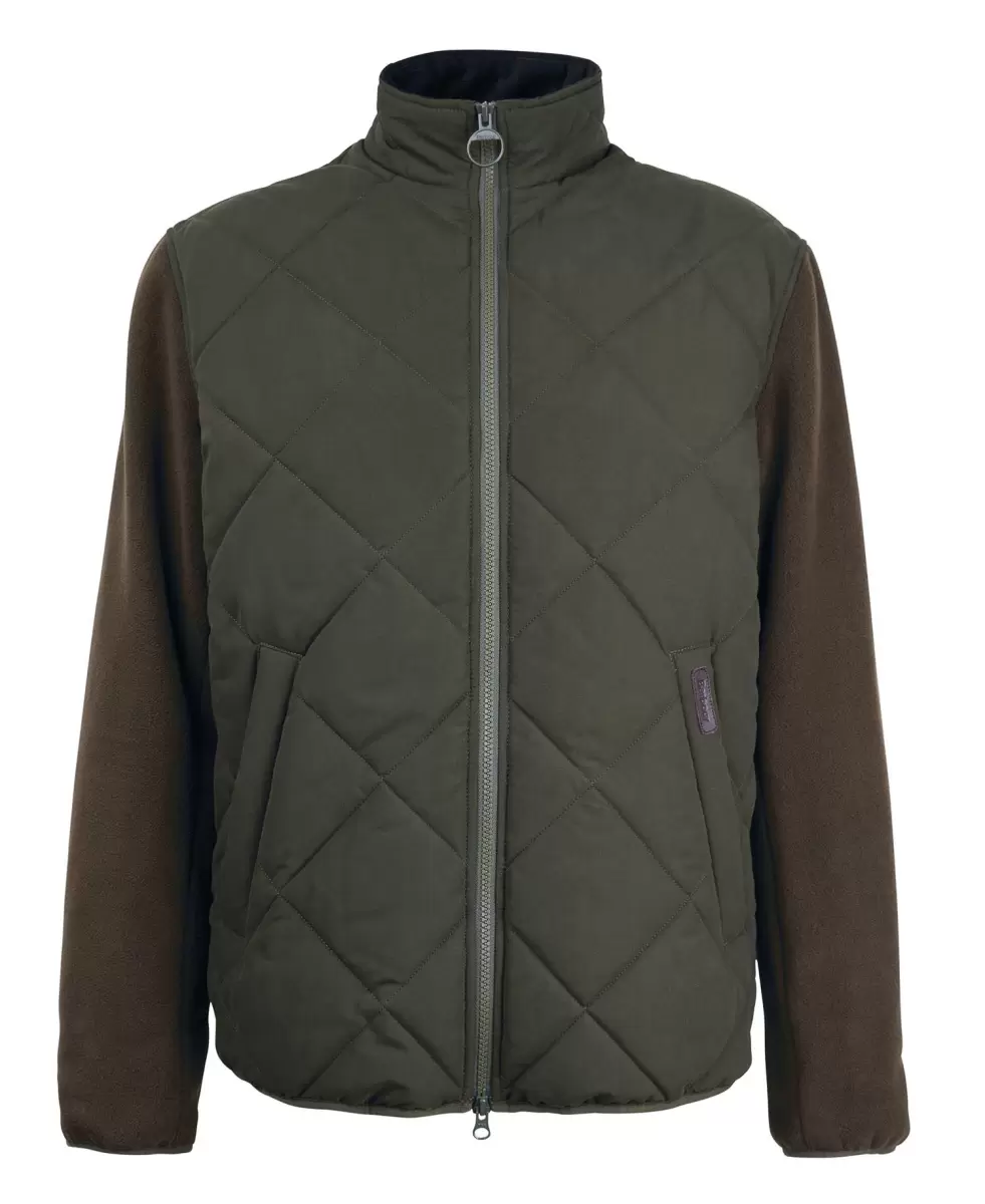Men Clearance Barbour Hybrid Fleece Jacket Fleeces Green - 1