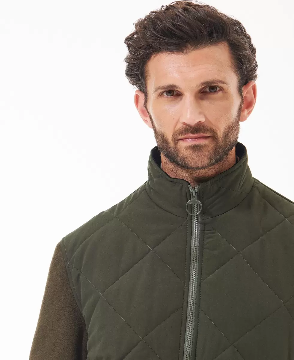 Men Clearance Barbour Hybrid Fleece Jacket Fleeces Green - 4