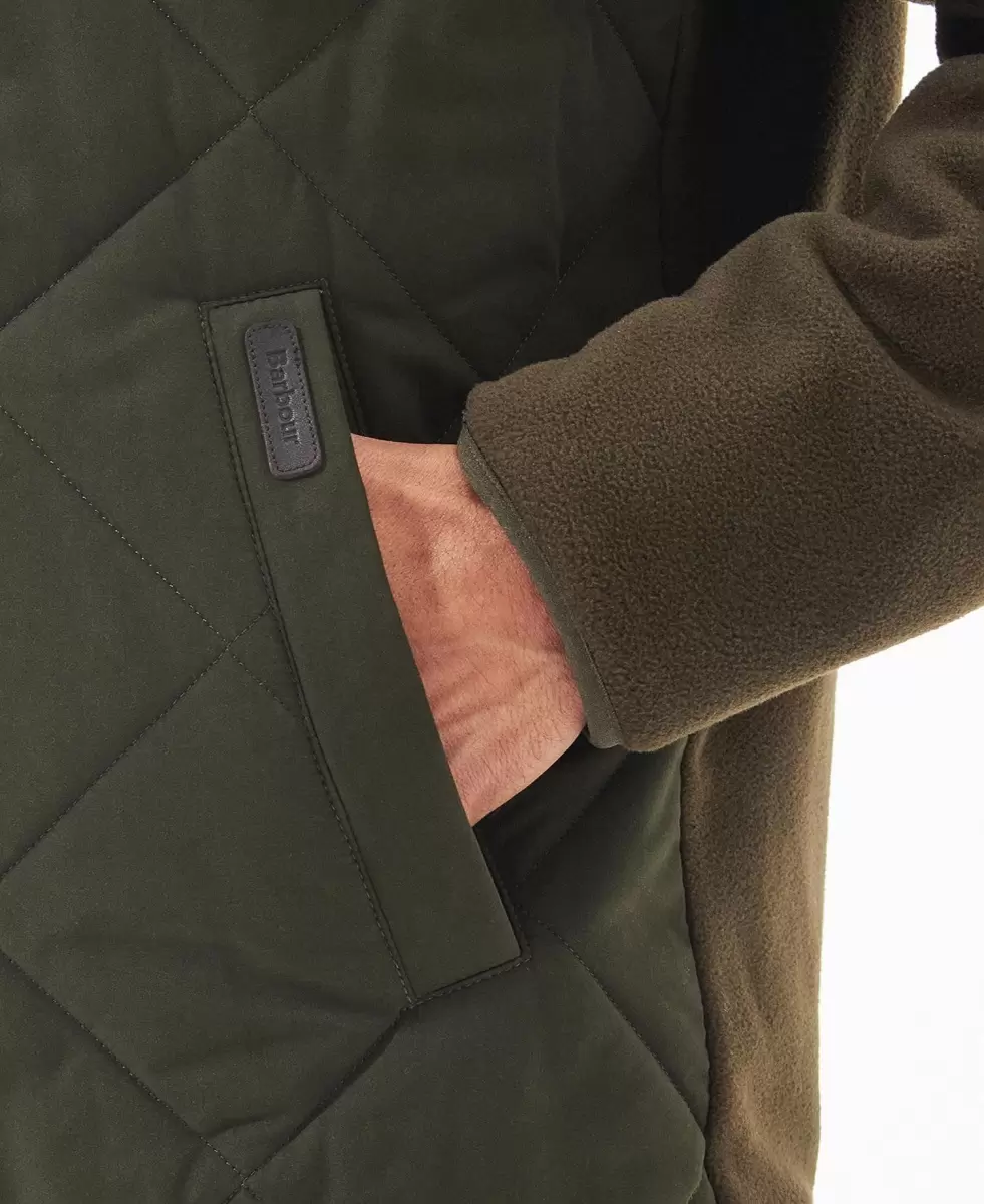 Men Clearance Barbour Hybrid Fleece Jacket Fleeces Green - 6