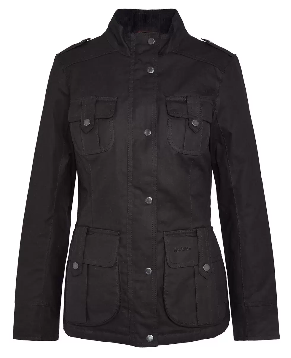 Waxed Jackets Black Women Barbour Winter Defence Wax Jacket Heavy-Duty - 1