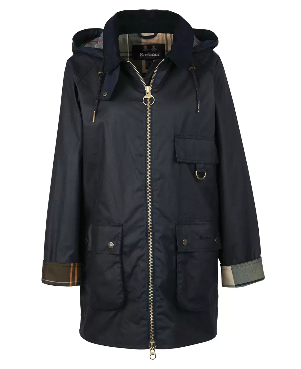 Proven Navy Waxed Jackets Barbour Highclere Wax Jacket Women - 1