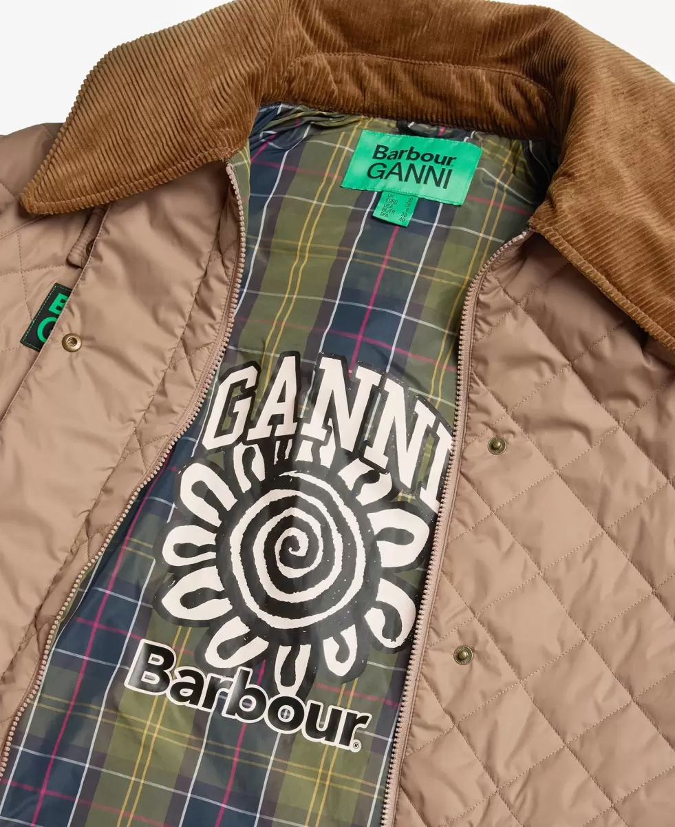Barbour X Ganni Burghley Quilted Jacket Beige Women Quilted Jackets Rebate - 7