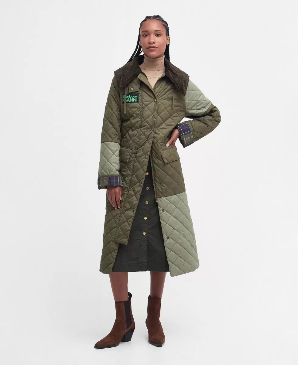 Quilted Jackets Ingenious Green Barbour X Ganni Burghley Quilted Jacket Women - 10