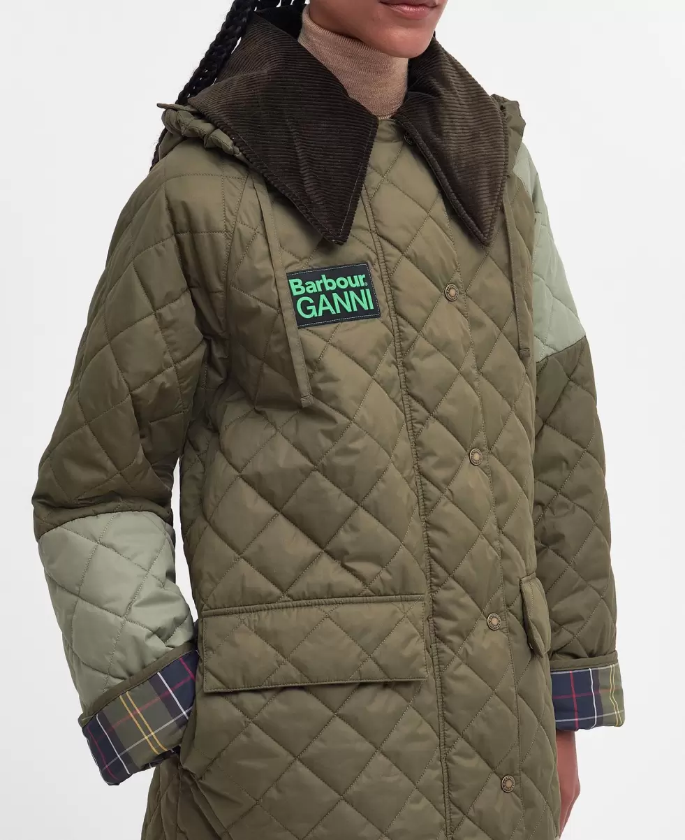 Quilted Jackets Ingenious Green Barbour X Ganni Burghley Quilted Jacket Women - 4