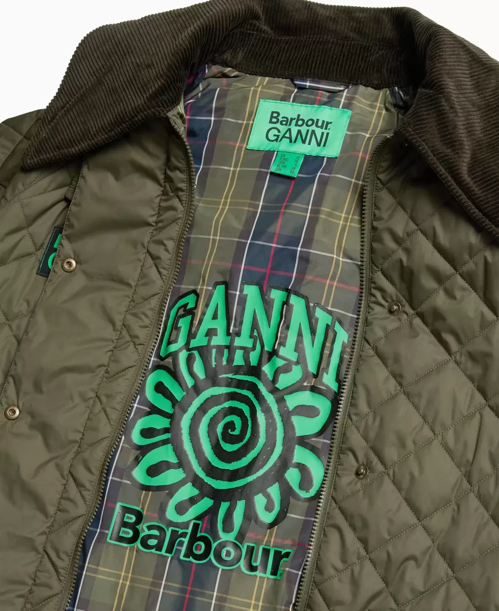 Quilted Jackets Ingenious Green Barbour X Ganni Burghley Quilted Jacket Women - 8