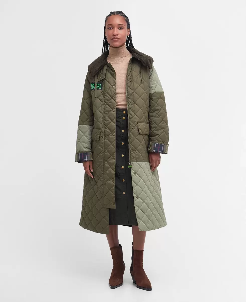 Quilted Jackets Ingenious Green Barbour X Ganni Burghley Quilted Jacket Women
