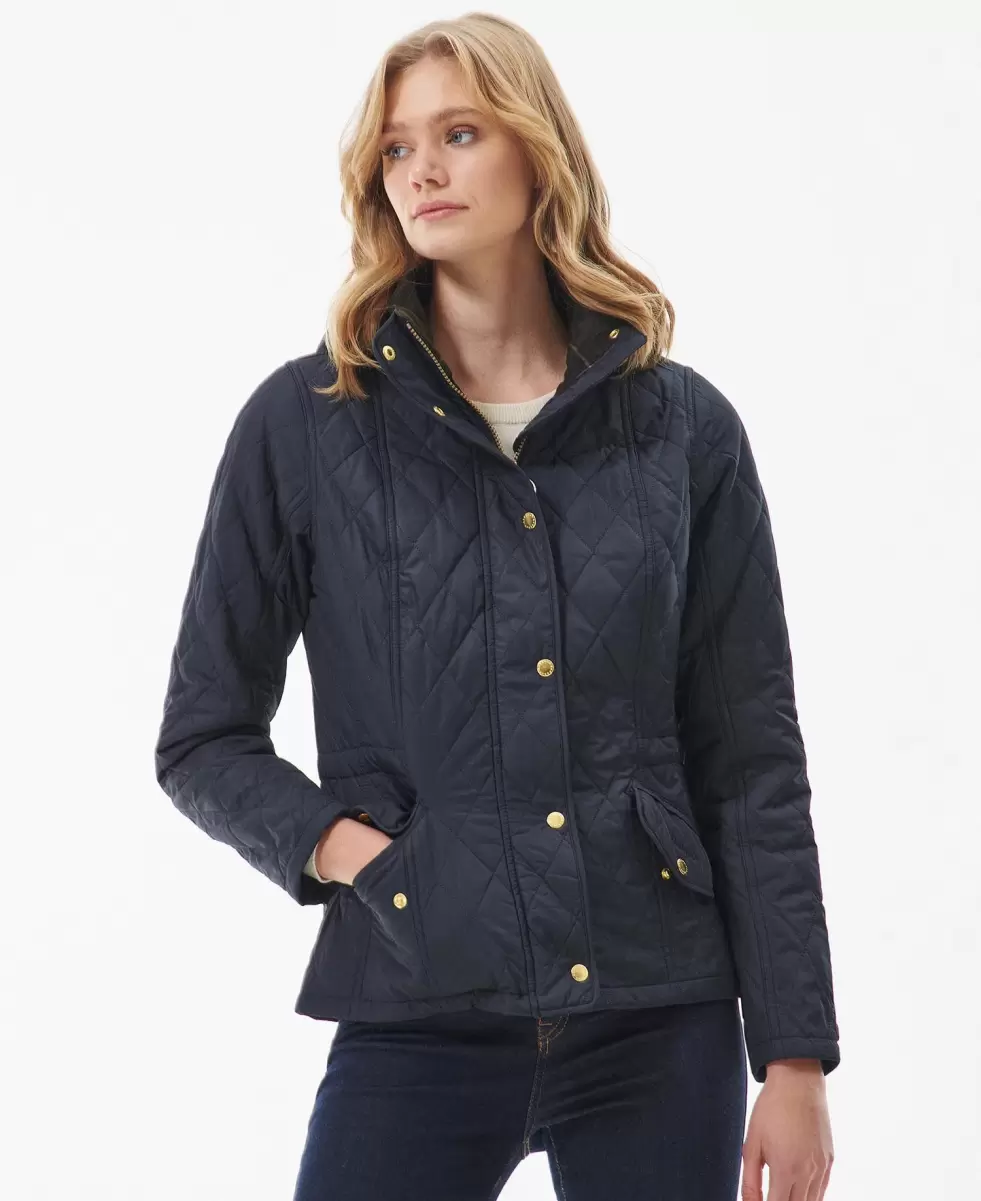 Women Navy/Classic Chic Barbour Millfire Quilted Jacket Quilted Jackets