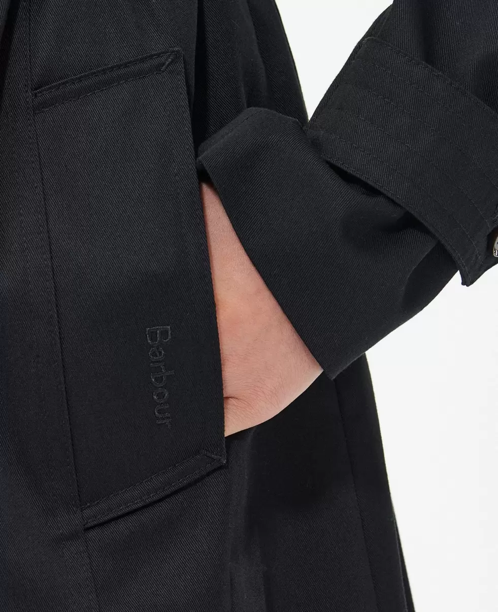 Women Barbour Short Greta Showerproof Trench Coat Waterproof Jackets Reliable Black - 6