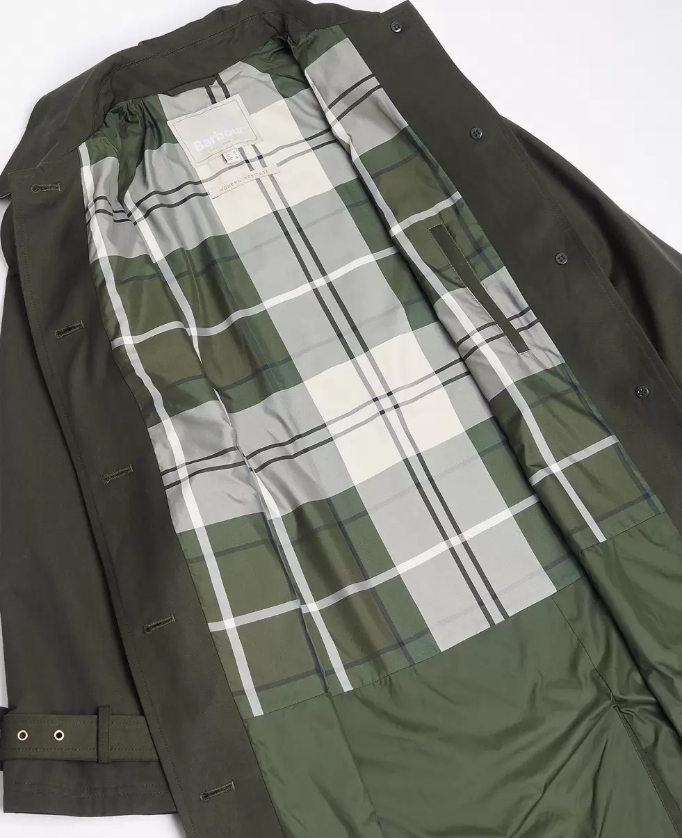 Green Barbour Marie Showerproof Trench Coat Money-Saving Women Waterproof Jackets - 6