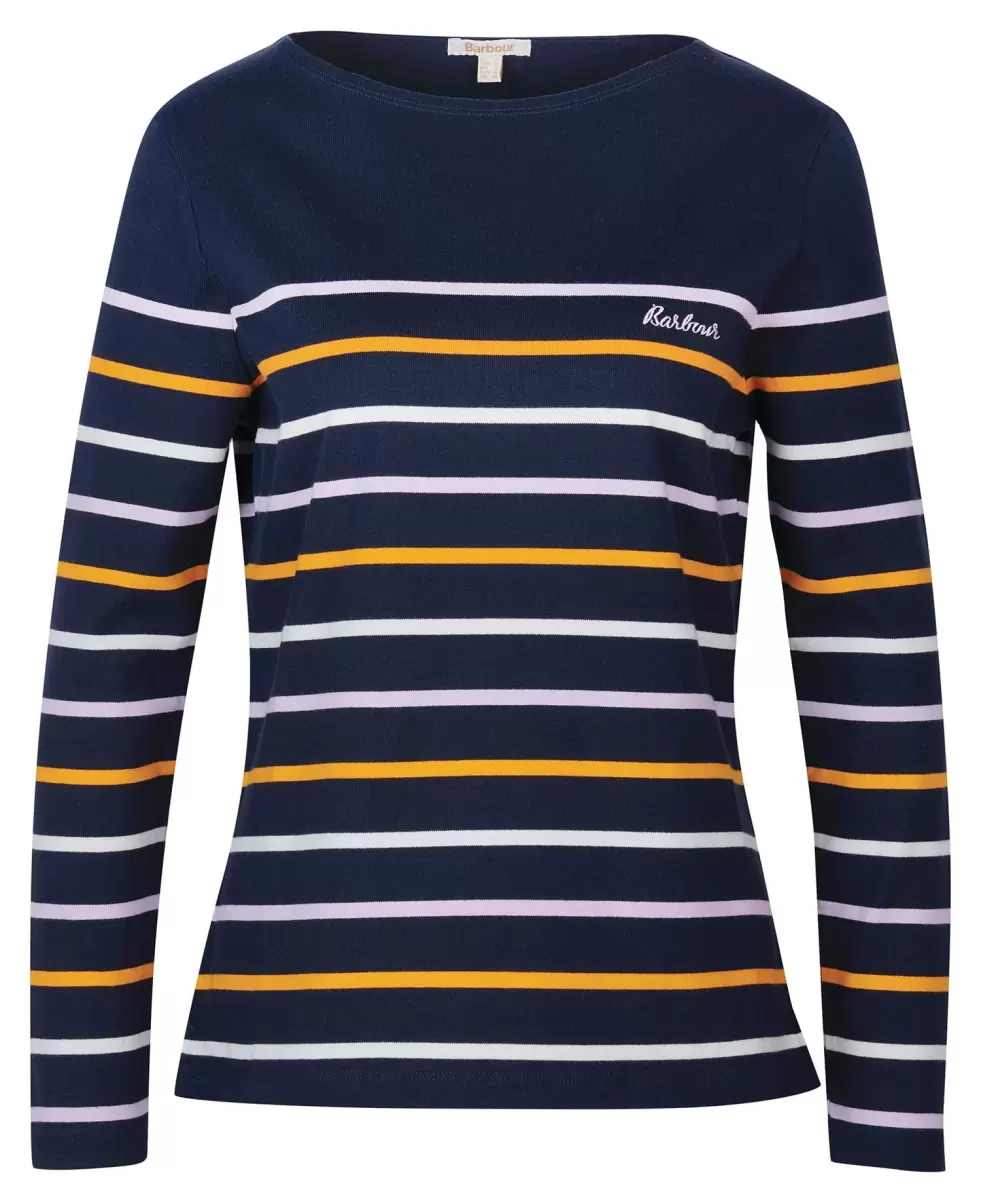 T-Shirts Barbour Hawkins Top Affordable Navy Stripe Women - 1
