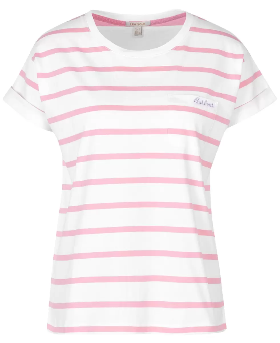 Custom T-Shirts White/Classic Navy Barbour Otterburn Stripe T-Shirt Women - 1