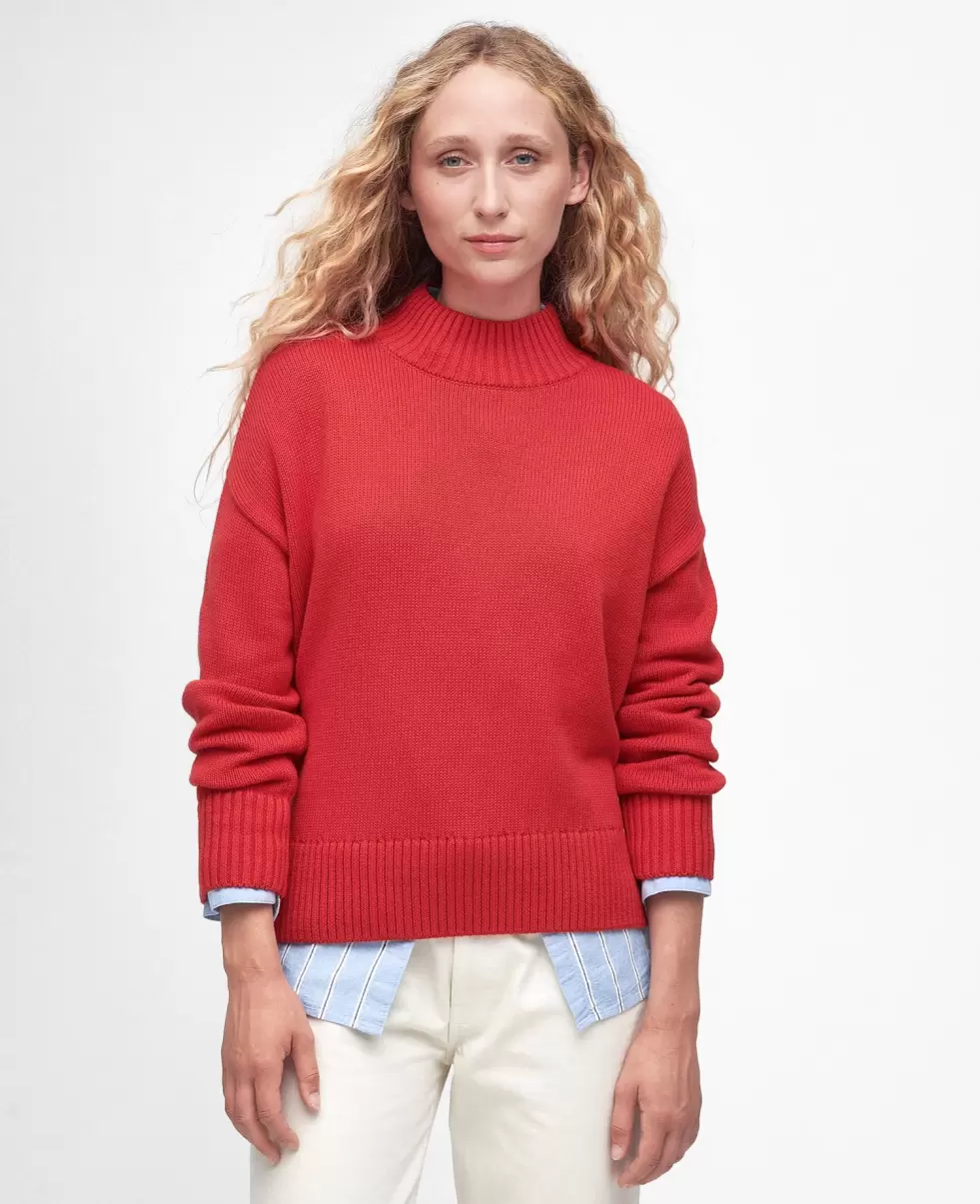Jumpers Barbour Sandy Knitted Jumper Red Women Knockdown