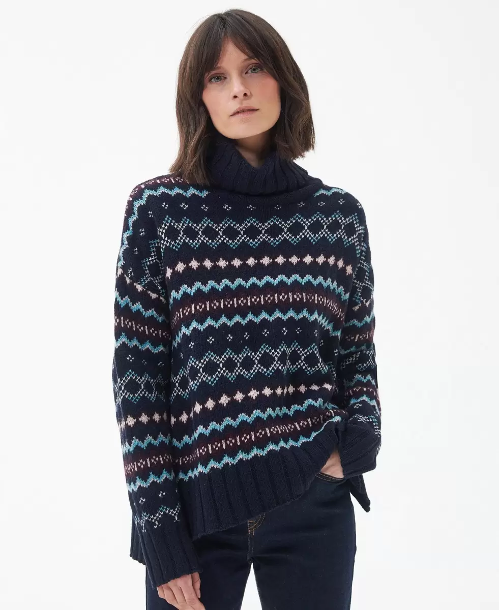 Jumpers Women Safe Barbour Fox Knitted Jumper Navy