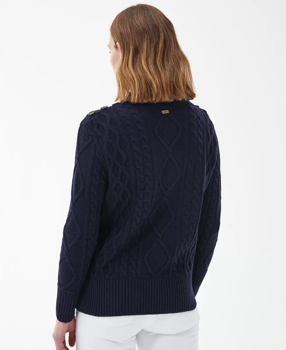 Latest Barbour Greyling Knitted Jumper Jumpers Navy Women - 3