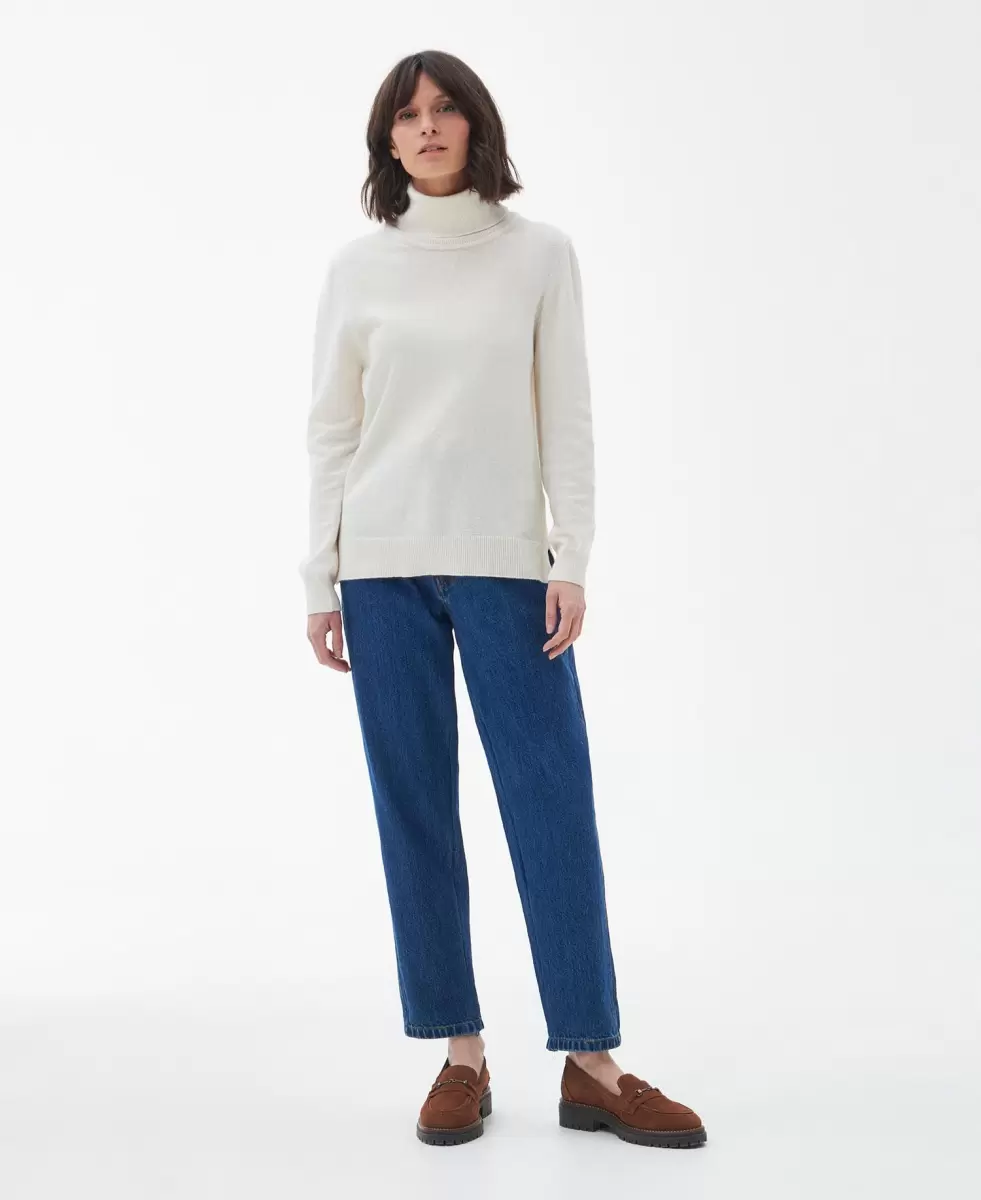 Compact Barbour Pendle Roll-Neck Sweatshirt Women White Jumpers - 2