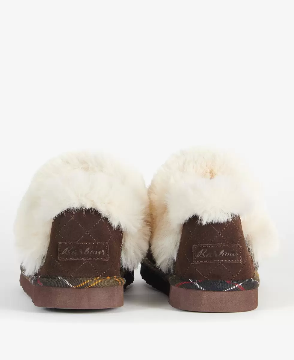 Choco Suede Barbour Nancy Slippers Women Slippers Cheap - 4