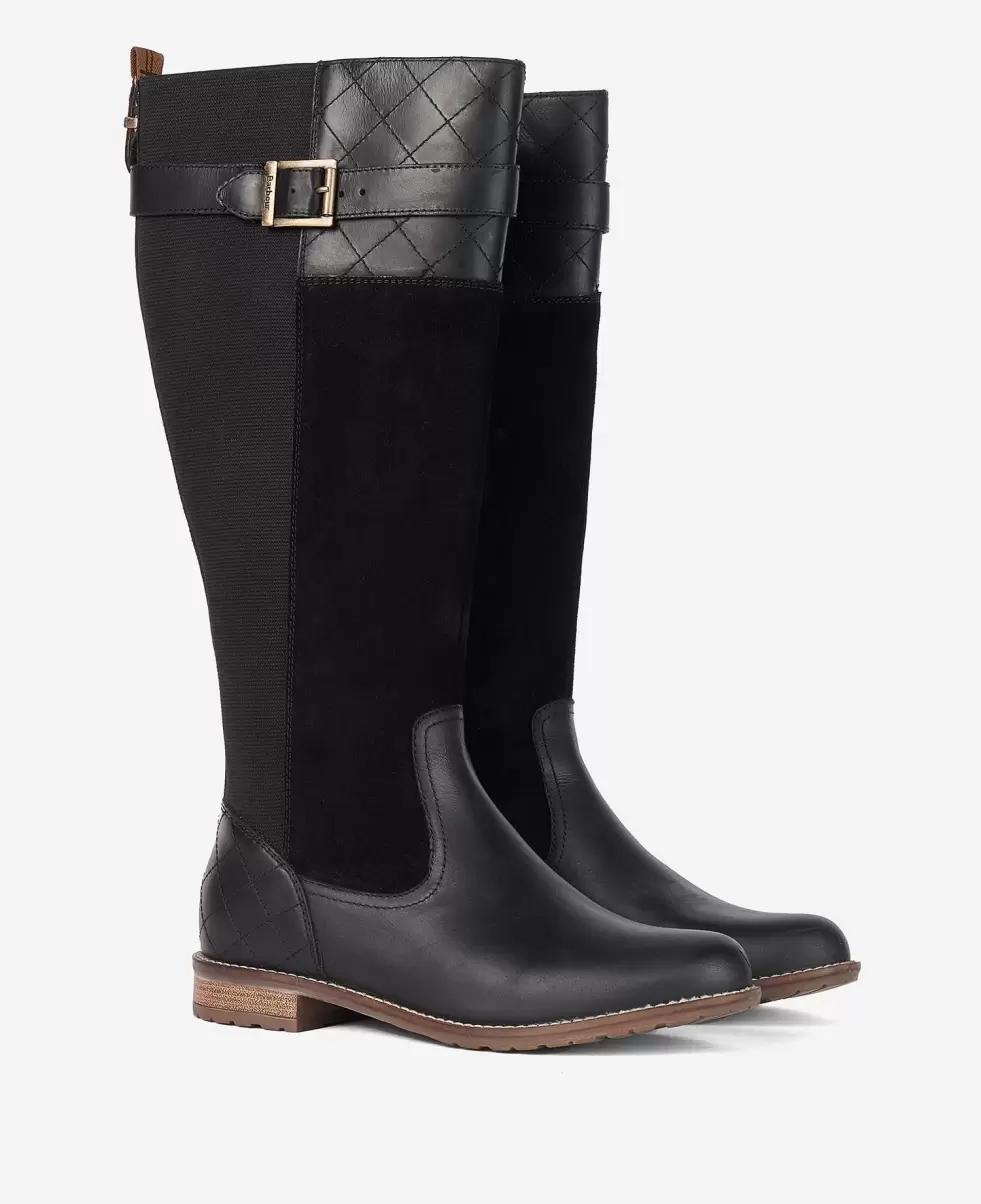 Women Barbour Ange Knee-High Boots Advanced Black Boots - 1
