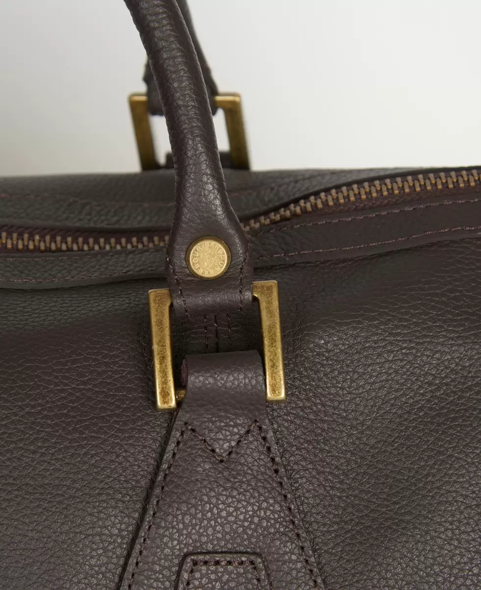 Chocolate Bags & Luggage Accessories Barbour Leather Medium Travel Explorer Bag Cozy - 7