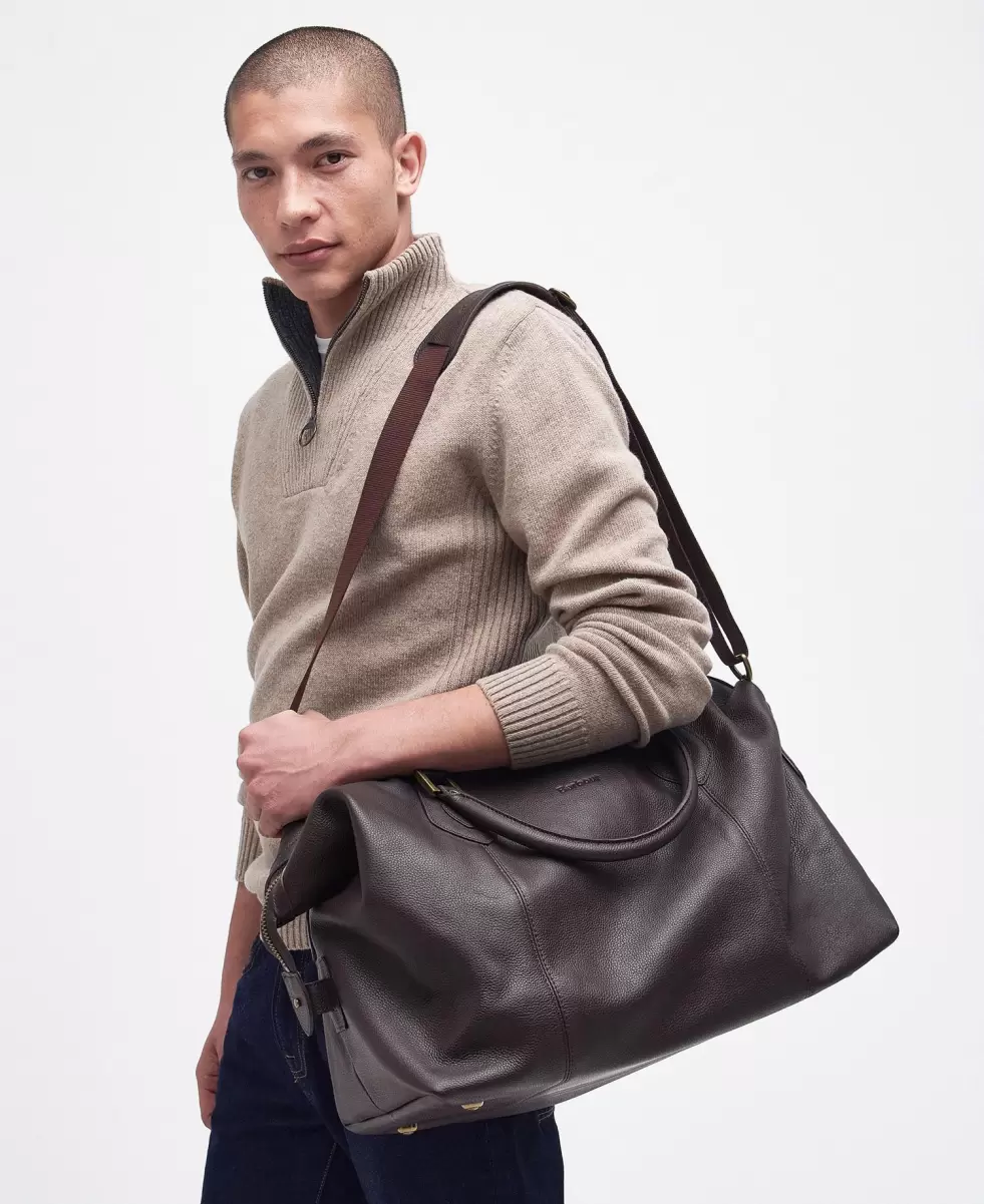 Chocolate Bags & Luggage Accessories Barbour Leather Medium Travel Explorer Bag Cozy