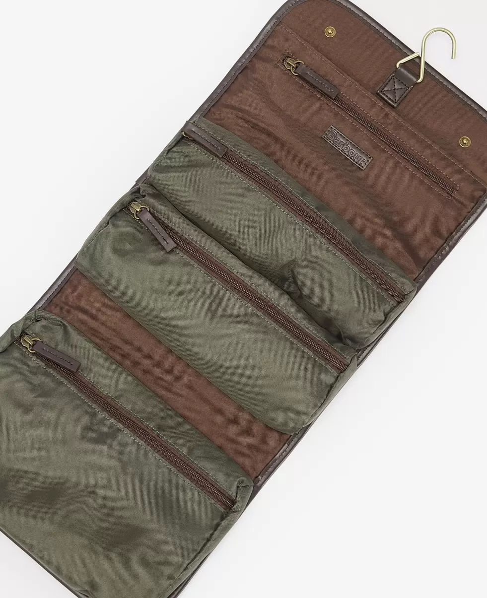 Exquisite Barbour Wax Hanging Washbag Accessories Bags & Luggage Olive - 2