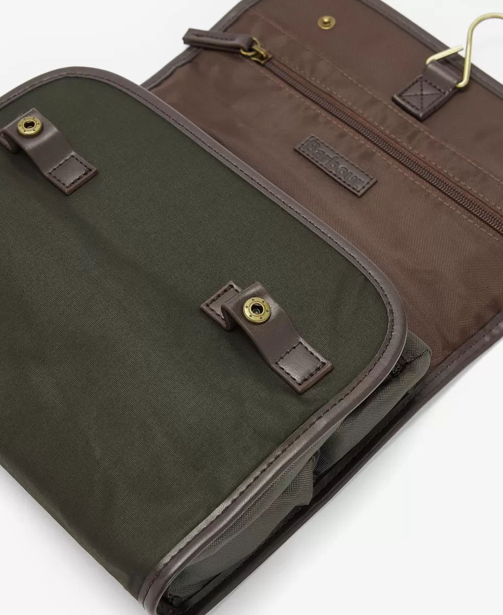 Exquisite Barbour Wax Hanging Washbag Accessories Bags & Luggage Olive - 6