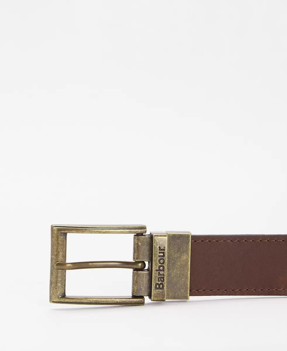Classic Tartan/Brown Belts Accessories Effective Barbour Reversible Tartan Leather Belt - 1