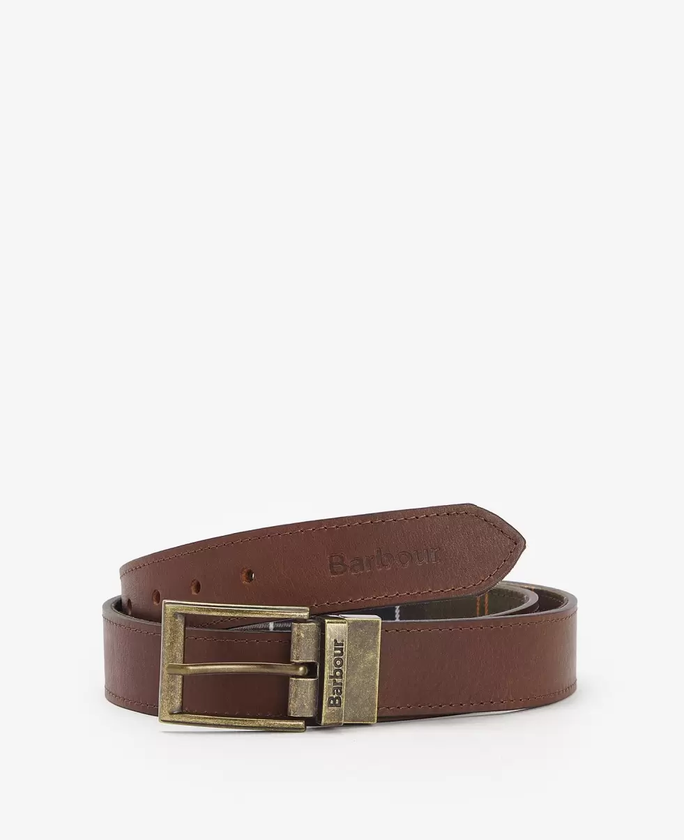 Classic Tartan/Brown Belts Accessories Effective Barbour Reversible Tartan Leather Belt