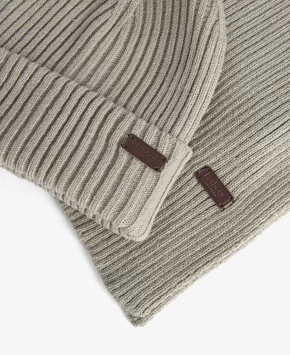 Grey Barbour Crimdon Beanie & Scarf Gift Set Hats & Gloves Accessories New - 3