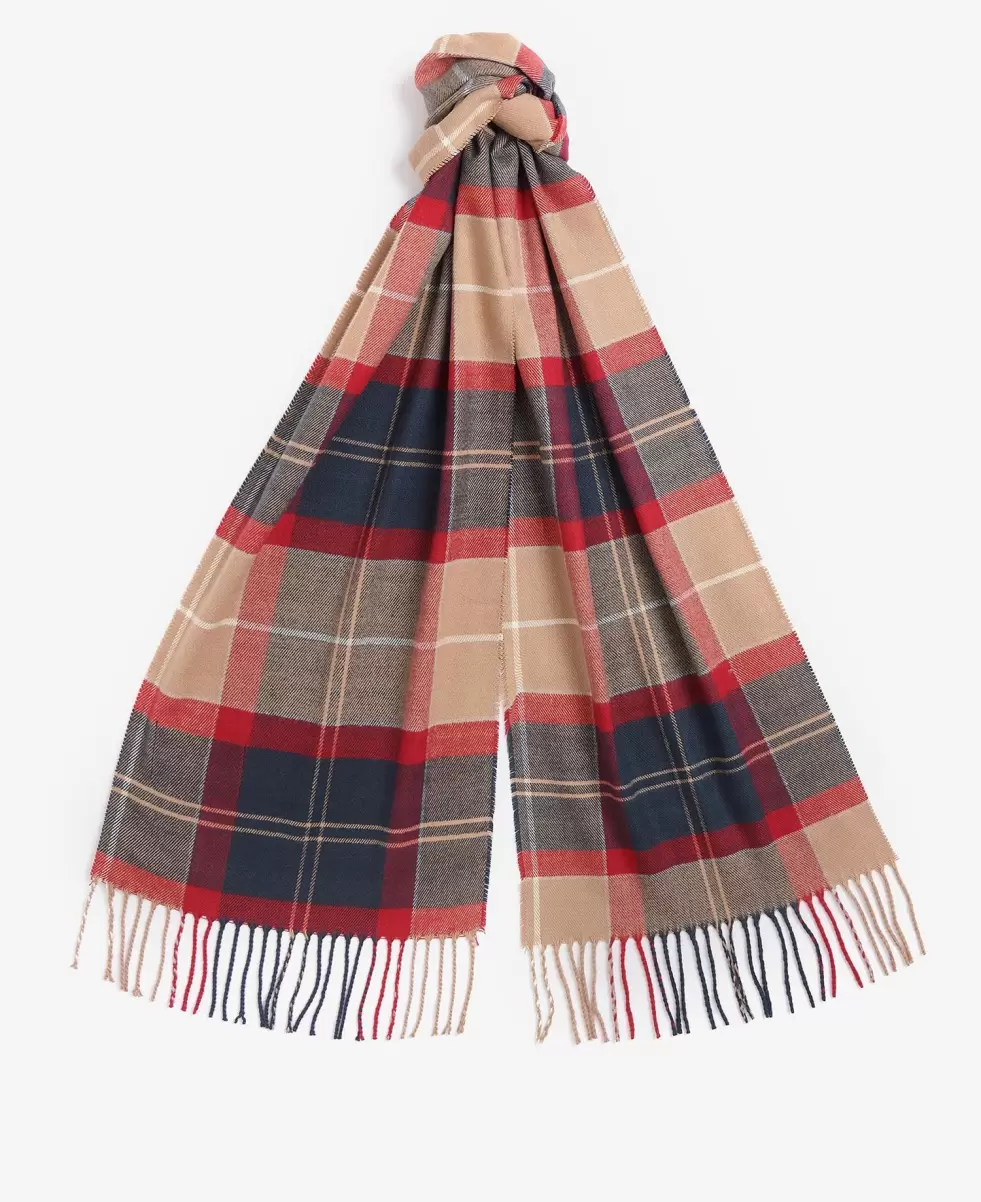 Offer Barbour Galingale Tartan Scarf Red Scarves & Handkerchiefs Accessories - 1