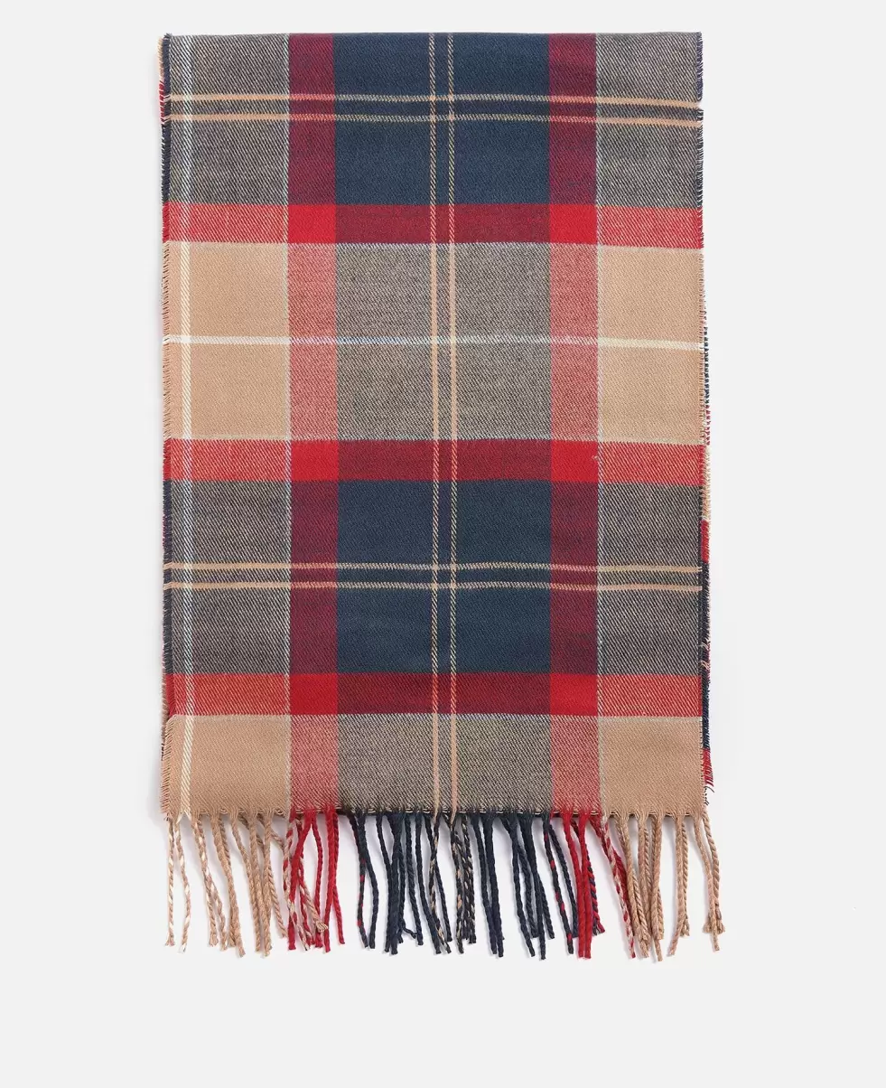 Offer Barbour Galingale Tartan Scarf Red Scarves & Handkerchiefs Accessories - 3