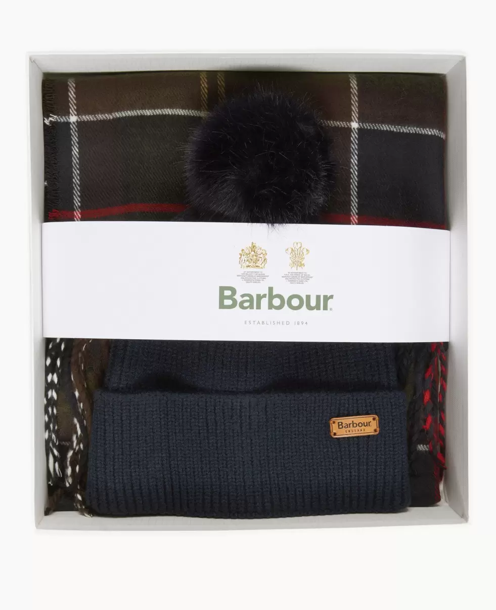 Classic 2024 Barbour Dover Beanie & Hailes Scarf Gift Set Accessories Hats & Gloves - 5
