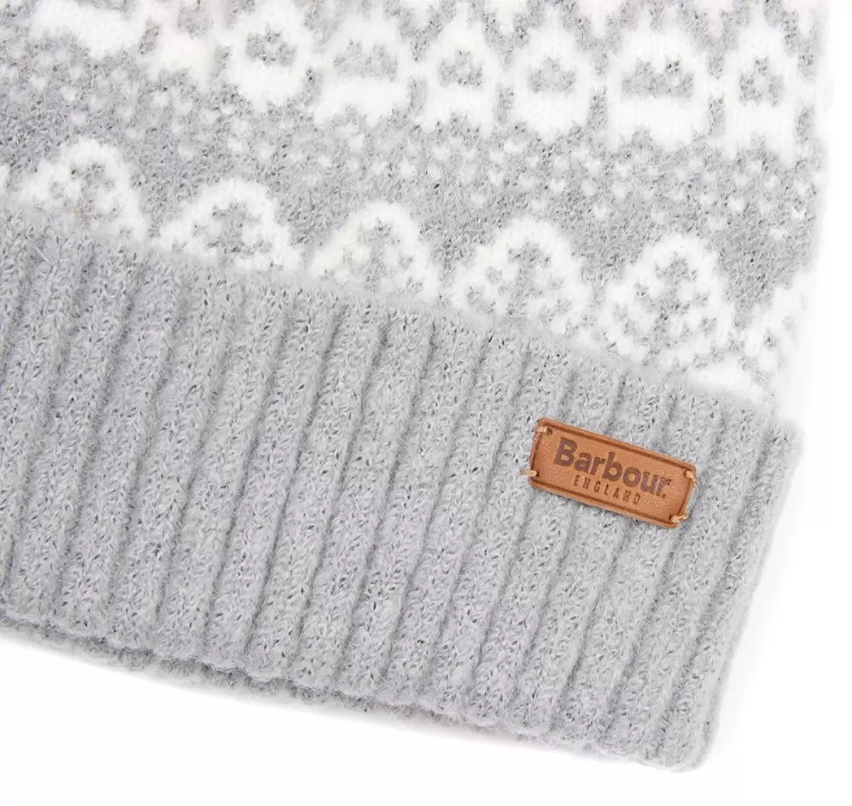 Grey Personalized Barbour Alpine Fairisle Pom Beanie Accessories Hats & Gloves - 2