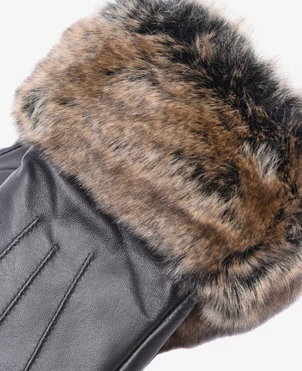 Accessories Made-To-Order Hats & Gloves Barbour Faux-Fur Trimmed Leather Gloves Black - 3